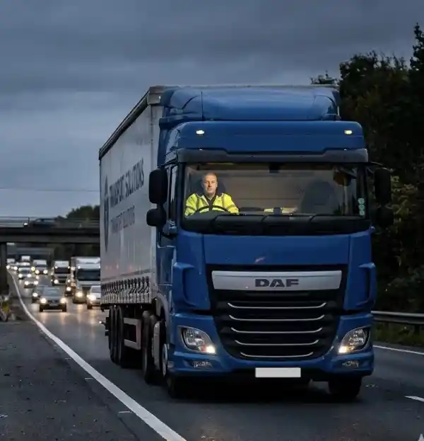 Class 1 HGV truck at a Cambridgeshire distribution centre — logistics recruitment