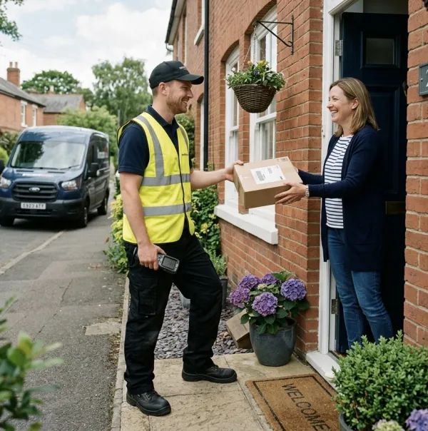 Multi-drop delivery driver on a route through Cambridgeshire