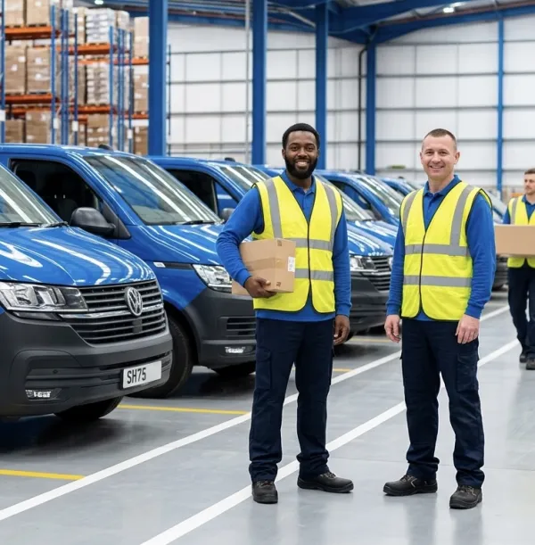 Delivery driver completing a drop in Cambridge