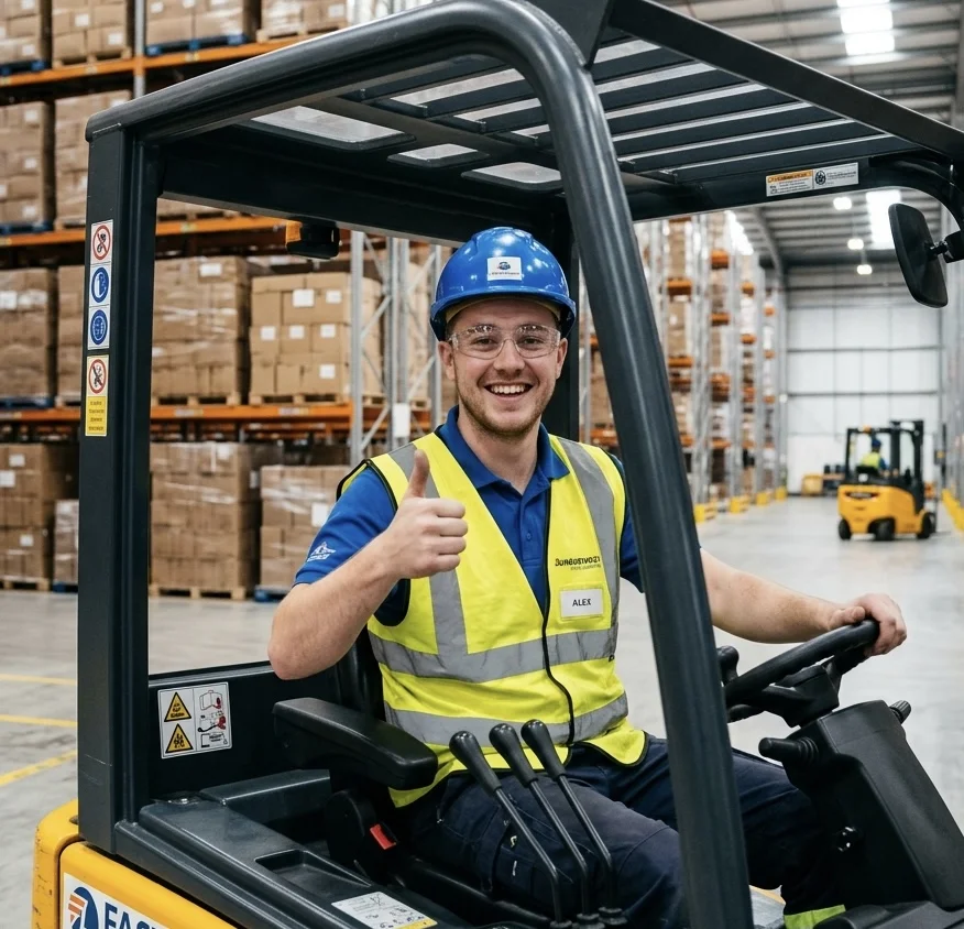 Forklift driver loading a trailer at a Peterborough logistics site