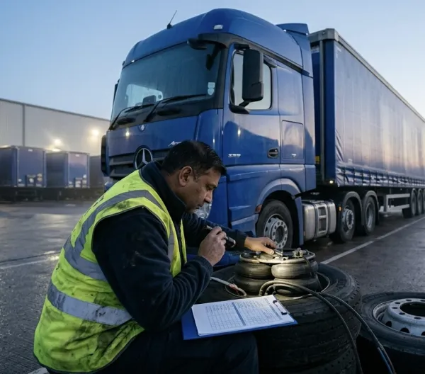 HGV driver preparing for a delivery run along the A1 corridor near Peterborough