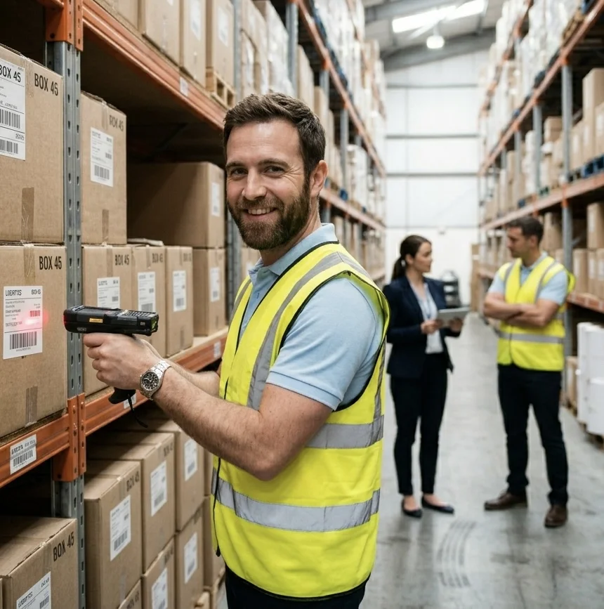 Forklift driver moving pallets at a Gateway Peterborough warehouse